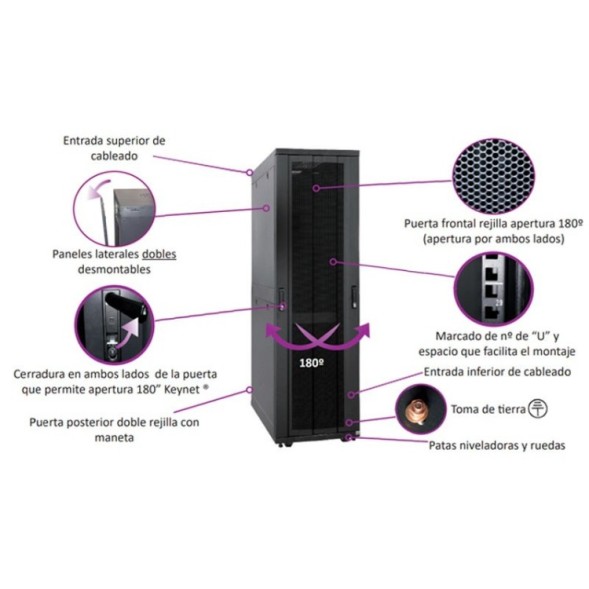 Rack de servidor 19", 48U, F1000 / AN800 / AL2259mm, SIN ACCESORIOS.