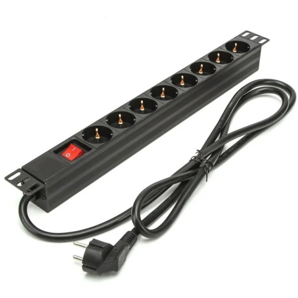 PDU rack 19" Kelvo KE-PDU-8-ALU - 8 Schuko 16A