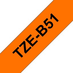 Флуоресцентна стрічка. Чорний текст на помаранчевому тлі. 24 мм (5 м довжини)