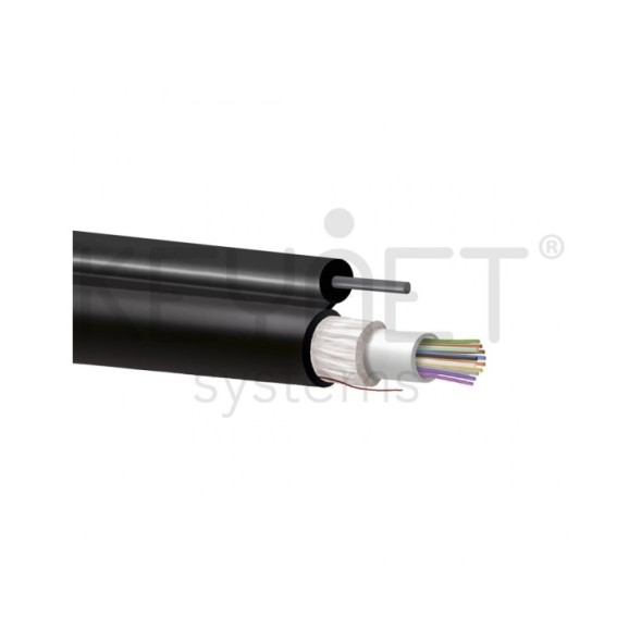 Cable 24fo holgada G657A2, monotubo, Fv, CPR-FCA, ADSS (Tendidos aéreos con fiador, Antihumedad, Antirroedor leve). Negra. Bobi