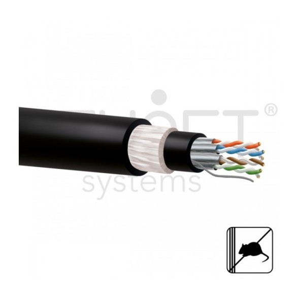 Кабель CAT6A U/FUTP BC 23AWG 0,56мм, мідь, поліетилен, LSZH, захист від щурів (скловолокно). Котушка 500м.