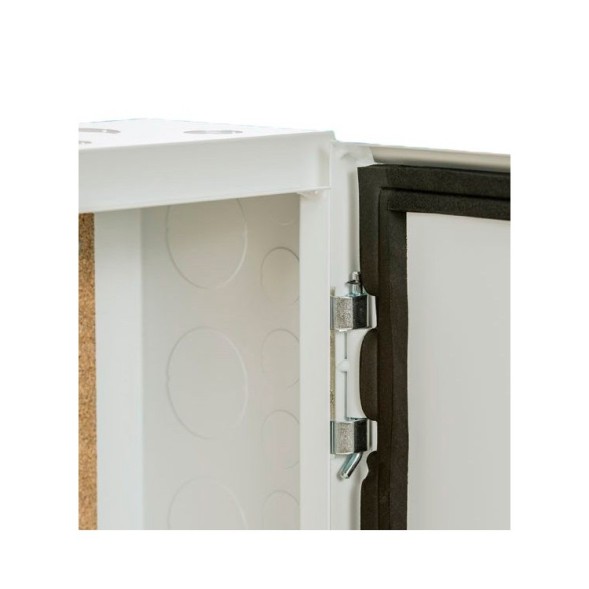Registro secundario ICT2, IP55/IK08, 450x450x150mm, fondo madera, puerta con bisagras y llave