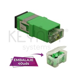 Adaptador SC-SC APC SM, SX, Sin pestañas, verde