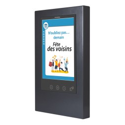Tablón de anuncios Digital Interactivo, de interior. Con lector de mandos y 3 botones.