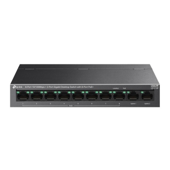 Switch PoE+ TP-Link OMADA LS1210GP - 8 puertos PoE+ 802.3af/at, 1 SFP, 61W 250mts