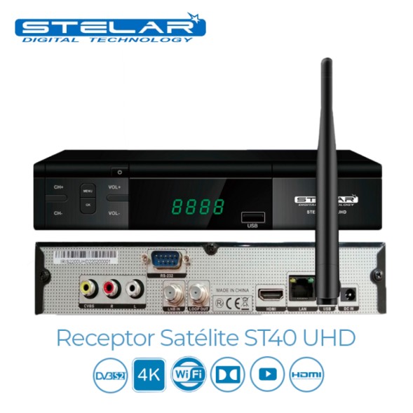 Супутниковий UHD 4K ресивер, SAT (S2), H.265, вбудований Wi-Fi