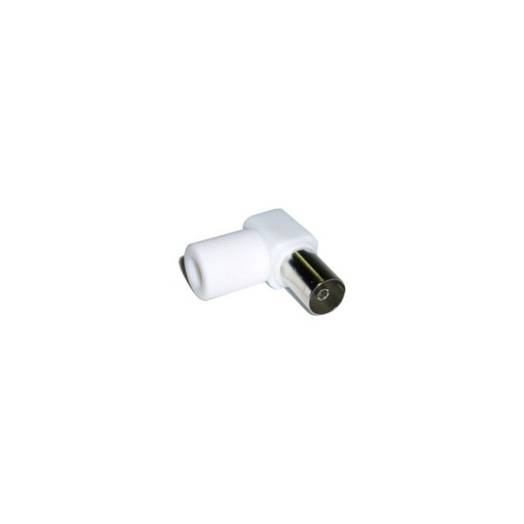 Conector hembra TV acodado plástico NV100002