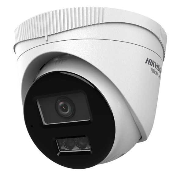 HIKVISION HIWATCH Cámara IP turret HiWatch HWI-T249HAA-LU - 4MP, Lente 2.8 mm, ColorVu 3.0, Micrófono, PoE, IP67. Blanco