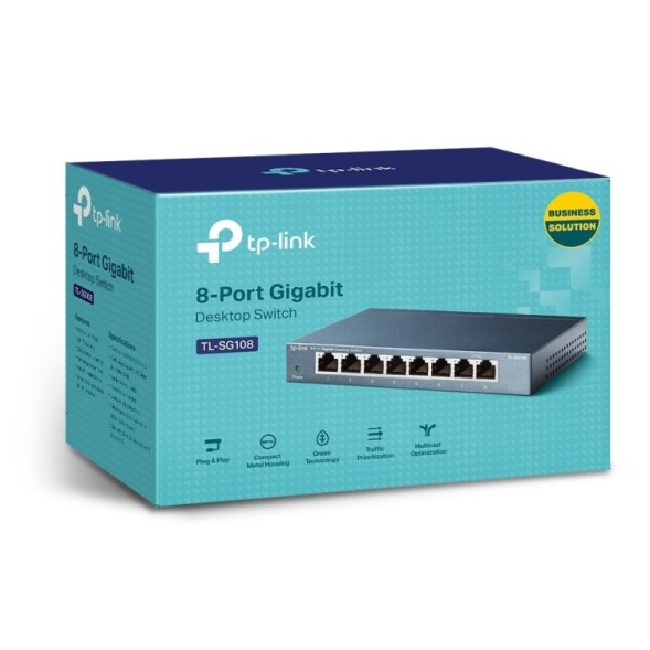 Switch para sobremesa con 8 puertos a Gb, caja metálica