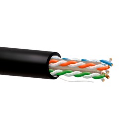 Кабель CAT6 UTP, мідь, CPR-FCA, 24AWG, 0,51мм, поліетилен (зовнішній), чорний. Котушка 305м.