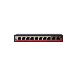 Switch de 8 puertos 10/100 POE 96W + x2 UPLINK, para sobremesa. Hasta 250 metros