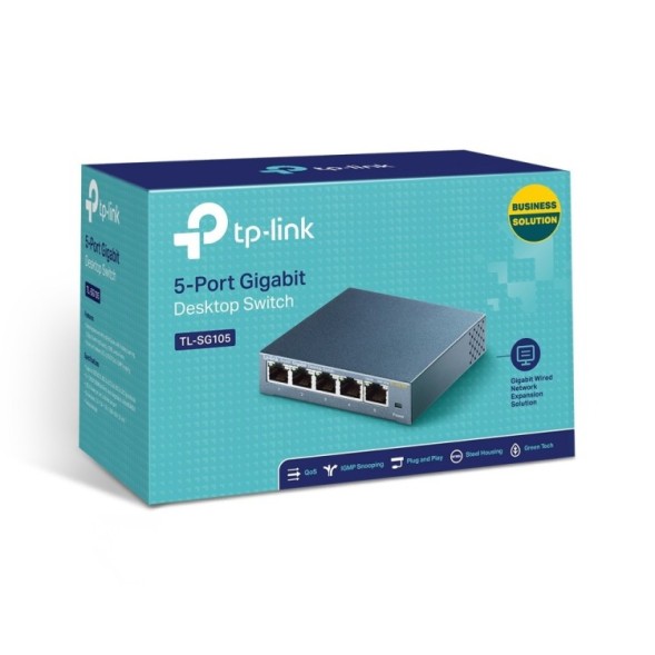Switch para sobremesa con 5 puertos a Gb, caja metálica