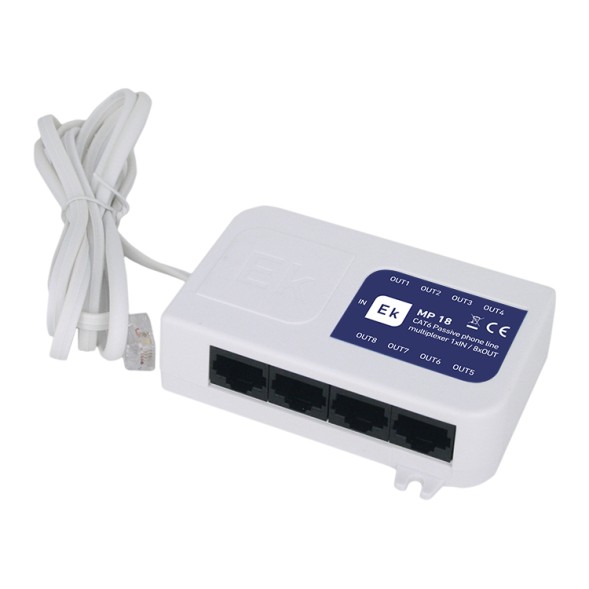 Multiplexor pasivo EK MP 18 - 8 salidas RJ45 CAT6, telefonía ICT