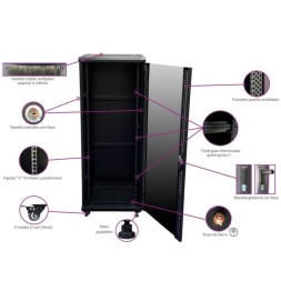Rack de suelo 19", 42U, F800 / AN800 / AL2055mm. Sin Accesorios. Montado