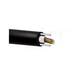 Cable 24 fibras 3Tx8F SM Monomodo G652D 250µ holgada unitubo, Refuerzos: Fibras de vidrio + 2x2 FRP en cubierta