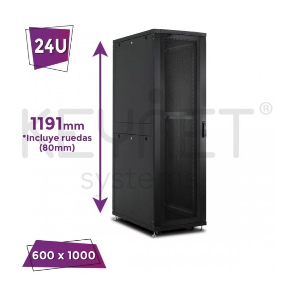 Rack de servidor 19", 24U, F1000 / AN600 / AL1191mm, SIN ACCESORIOS.