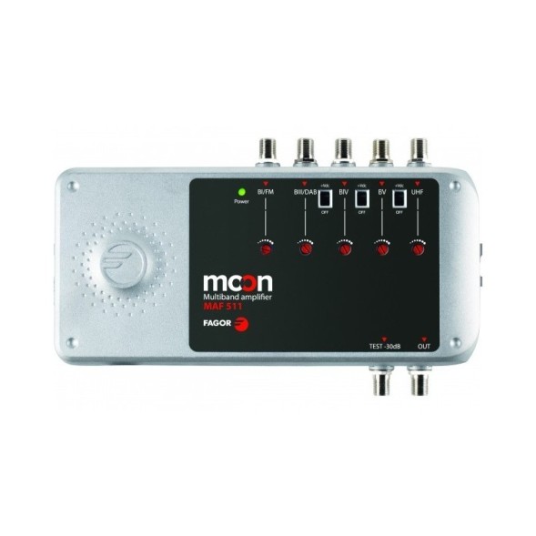 Central Multibanda 5E (UHF1-UHF2-BIII/DAB-BI/FM-SAT) y 1 salidas , 45 / 30 / 35dB, 117d-120dBuV