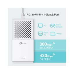 Kit PLC WIFI AC 2.4/5Ghz, x1 puerto rj45 Gigabit, 750mbps