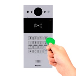 Placa videoportero 2 hilos, cámara 2Mpx,  lector tarjetas MF/EM, NFC y PIN, PoE, IP65