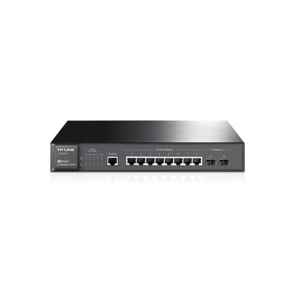 Switch Gestionable OMADA de 8 puertos Gb, x4 puertos SFP,L2+, puertos consola, montaje en rack/ Sobremesa, sin ventilador