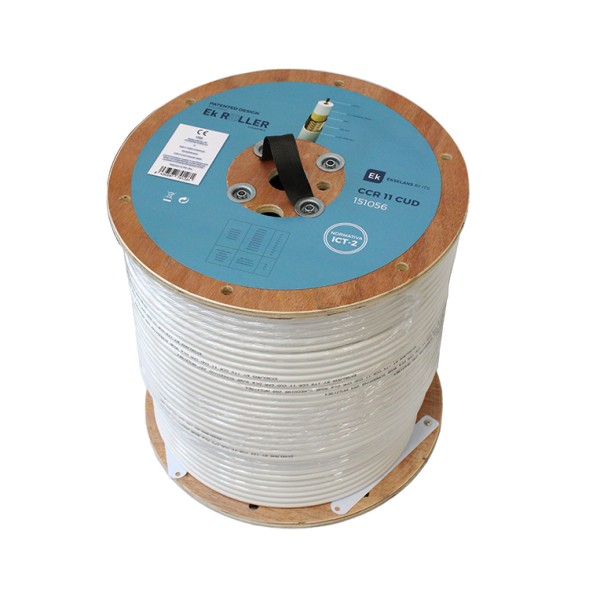 Cable coaxial EKSELANS CCR 11 CU D - 300 m, cobre, Clase A, LSZH, blanco