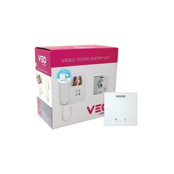 Kit Video VDS, 1L. Placa Cityline de empotrar y monitor Veo con auricular 4.3". Con dispositivo WI-BOX para desvío de llamada a