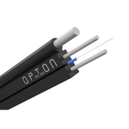 Cable 1F G657A2 monomodo, plana, LSZH, para exterior (UV negro), FRP, 2x3mm, con varilla de refuerzo FRP. Bobinas de