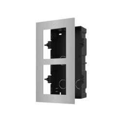 Panel frontal y caja de empotrar, hasta 2 módulo, Fabricado en acero inoxidable. Específica para videoporteros Hikvision.