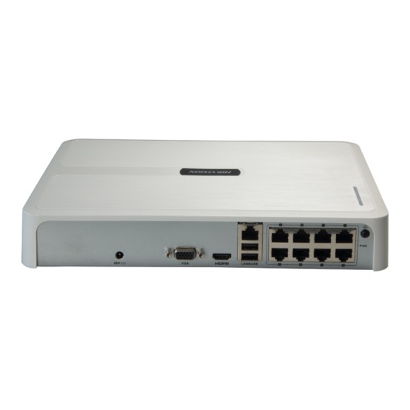 Grabador NVR HiWatch HWN-2108H-8P - 8 canales IP 4 MP, 8 puertos PoE, ancho de banda 60 Mbps
