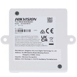 Distribuidor de planta 2 hilos Hikvision. 2in/out para cascada. 4 salidas para monitores
