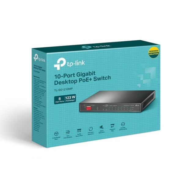 Switch de x9 Gb (x8 POE+), x1 COmbo RJ45/SFP, 123W