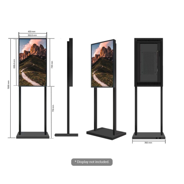 Soporte suelo Safire SF-32WF-FB - Para monitor alto brillo, 1500mm alto, 22.5kg máx, sin VESA