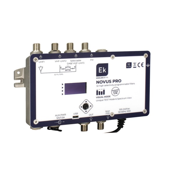 Central programable EKSELANS NOVUS PRO - 4 entradas, 32 filtros, DVB-T/T2, AGC