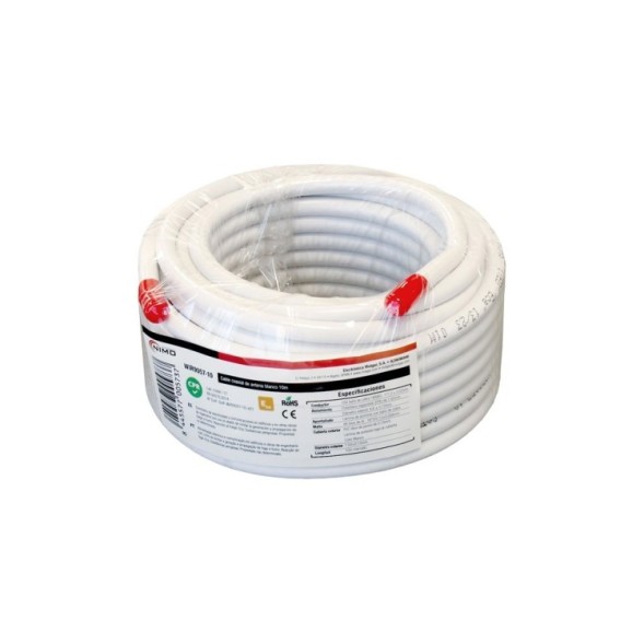 Cable coaxial RG6 NIMO WIR9057-25 - 25 m, 75 Ohm, CCS, PVC blanco