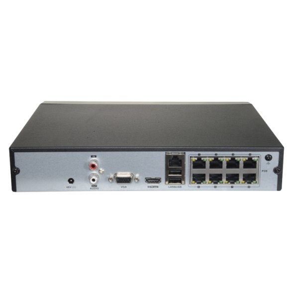 Grabador NVR HiWatch HWN-4208MH-8P - 16 canales IP hasta 8 MP, 16 puertos PoE, HDMI 4K