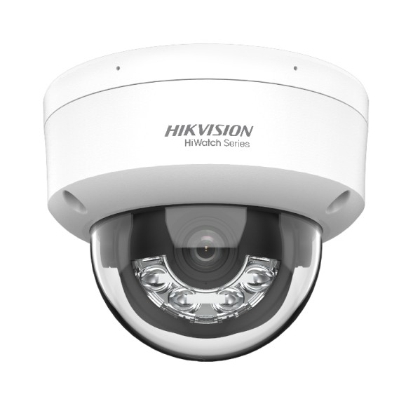 Cámara IP domo HiWatch HWI-D140HA-LU - 4 MP, luz híbrida, audio, PoE