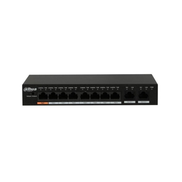 Switch de 8 puertos 10/100 POE/POE+, 802.3af/at,  96W, + 2 Gb Uplink, para sobremesa, carcasa metal