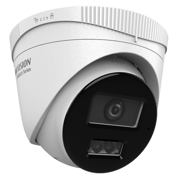 Cámara IP turret HiWatch HWI-T249HAA-LU - 4MP, Lente 2.8 mm, ColorVu 3.0, Micrófono, PoE, IP67. Blanco