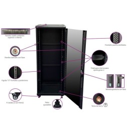 Rack de suelo de 19", 32U, F800 / AN600 / AL 1610mm, carga 800kg. Vacío
