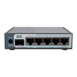 Router Gigabit MikroTik HEX S 2025 - 5 puertos Gb, SFP 2.5G, PoE in/out, USB 3, RouterOS. E60iUGS
