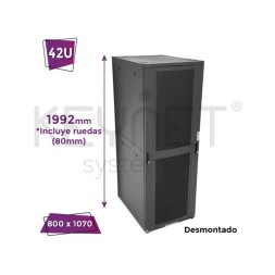 Rack de servidor 19", 42U, F1070 / AN800 / AL1992mm, carga 1050Kg, vacío. DESMONTADO