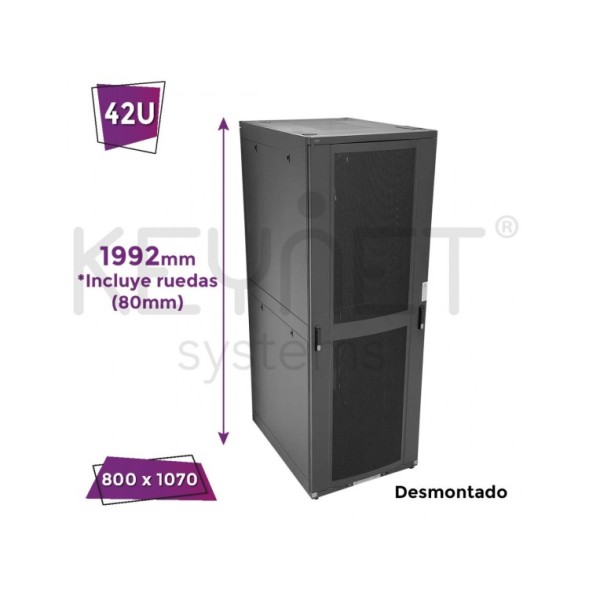 Rack de servidor 19", 42U, F1070 / AN800 / AL1992mm, carga 1050Kg, vacío. DESMONTADO