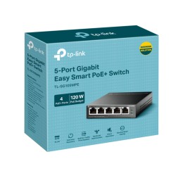 Switch Easy Samrt de 5 puertos Gigabit con 4 puertos PoE+, 120W. Carcasa metal. Sobremesa
