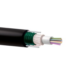 Cable 24F, G652D, SM, armada (antirata), holgada, CPR-CCA, exterior, x2 FRP, diámetro 8.6mm. Bobina 2000mts/Corte