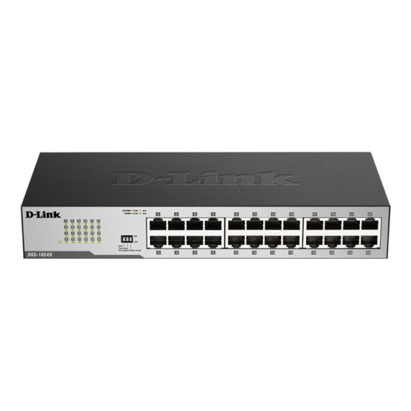 Switch de 24 puertos Gigabit, Carcasa de metal. Con accesorios para rack