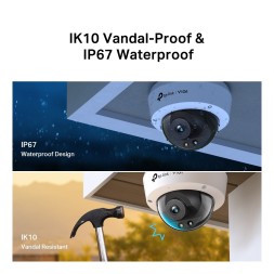 Cámara IP Dome TP-Link VIGI C240(4mm) - 4MP, lente 4 mm, full color 30 m, PoE, IP67