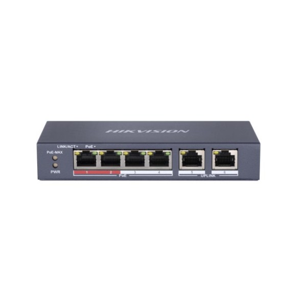 Switch de 4 puertos 10/100 POE + x2 UPLINK, hasta  30W. Sobremesa
