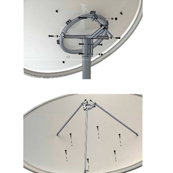 Antena parabólica de Aluminio, de 150cm de diámetro. Superficie de poliester. Sin embalaje