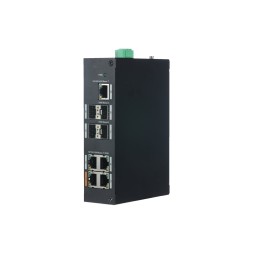 Switch de 4 puertos 10/100/1000 POE+ 120W + x1 UPLINK 10/100/1000 + x4 SFP, para montaje en DIN, alimentación DC 48 V - 57 V