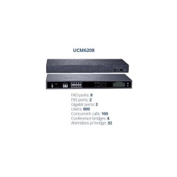 Centralita IP PBX 50 cuentas SIP, 800 usuarios, hasta 100 llamadas simultáneas, 2 Puertos FXS para Teléfono Analógico